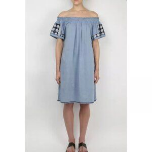 Ulla Johnson Jonas Dress Chambray Off Shoulder Denim Size 4